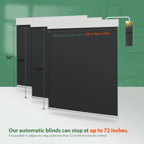 Vista 4 de Persianas motorizadas con control remoto, cortinas automáticas de bloqueo de luz y enfriamiento con panel solar, cortinas inteligentes sin cordones
