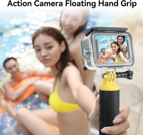 Vista 5 de TELESIN Empuñadura flotante para GoPro Hero 13 12 11 10 9 8 7+ Series, DJI, Insta360 más cámaras de acción, palo de selfie submarino adecuado