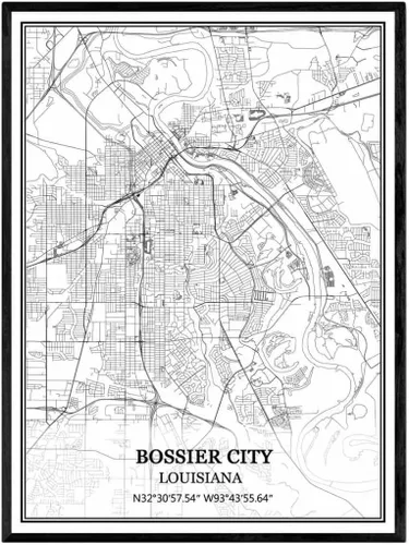 Vista 10 de TANOKCRS Baton Rouge Louisiana USA - Póster impreso en lienzo con diseño de mapa de Estados Unidos, sin marco, moderno, en blanco y negro, regalo
