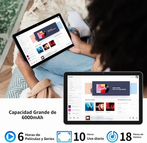 Vista 6 de PRITOM Tablet Android 15,64 GB, Octa-Core, WiFi de 5 GHz, HD, con teclado Funda personalizada, cargador y ratón, Bluetooth, cámara dual, tabla