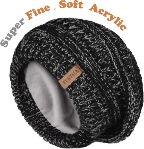 Vista 17 de FURTALK Gorros de invierno para mujer, con forro polar, gorro de punto holgado y cálido, gorro de esquí