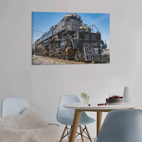 Vista 2 de Union Pacific 4014 - Póster de lona de tren de locomotora para niño grande, decoración de dormitorio, paisaje deportivo, oficina, habitación