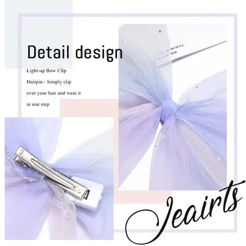 Vista 6 de JEAIRTS Lazos de tul con luces LED brillantes para el cabello para mujer