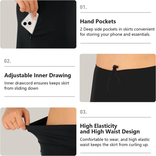 Vista 3 de Falda pantalón corta para mujer, falda hasta la rodilla, falda atlética, falda deportiva, falda para correr.