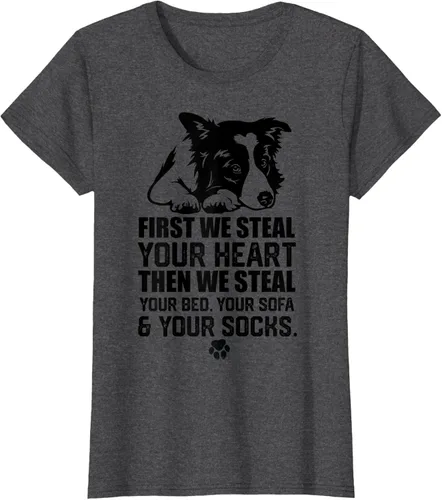 Vista 6 de Border Collie Steal Your Heart Steal Your Bed - Camiseta de sofá, Gris