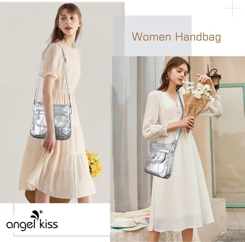 Vista 7 de Angel Kiss Bolsos cruzados para mujer, de piel sintética, con correa ajustable