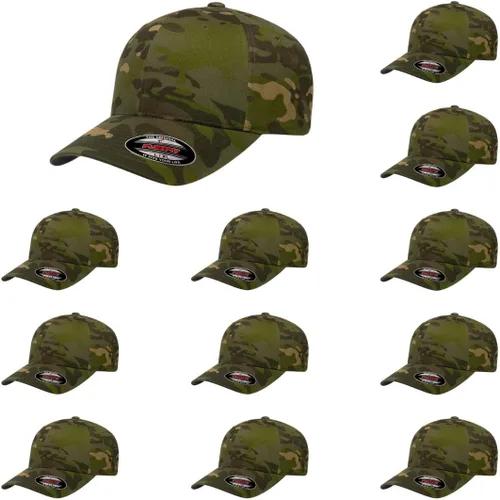 Vista 57 de Gorra de béisbol Flexfit Wooly Combed Premium de 6 paneles estructurada Ajuste elástico Paquete al por mayor disponible Negro