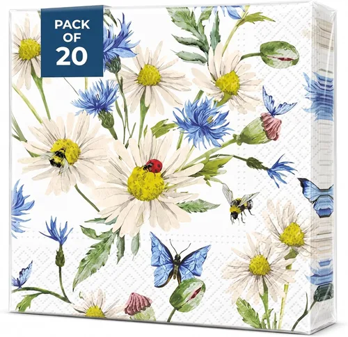 Vista 2 de AM Décor - 20 servilletas de papel suaves de 3 capas de 13 x 13 pulgadas (desplegadas) (mariposas coloridas)