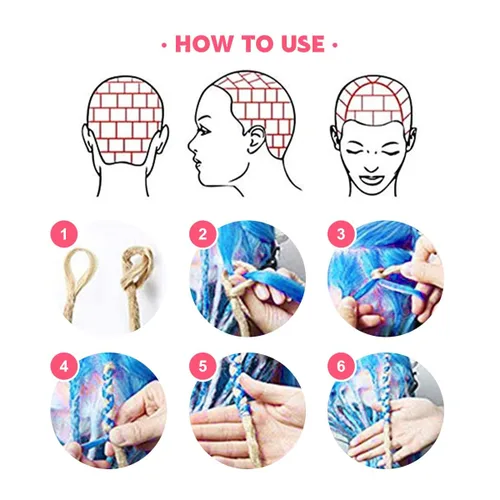 Vista 7 de Kraler Extensiones de Rastas Azules, Extensiones de Rastas Sintéticas de Ganchillo de 22", 100% Hechas a Mano, Rastas de Una Sola Punta, Delgadas