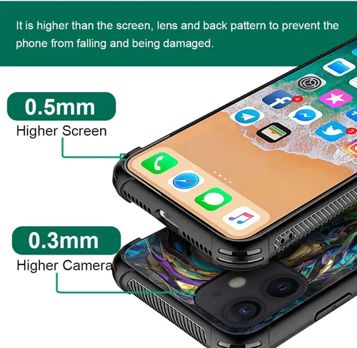 Vista 2 de ZHEGAILIAN Funda compatible con iPhone 11, fundas de cristal de color caballo de baile, parte trasera de vidrio templado+funda protectora
