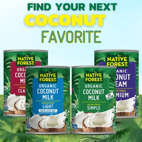 Vista 6 de Leche de coco orgánica, ligera, Native Forest, baja en grasa, latas de 13.5 onzas (paquete de 12)