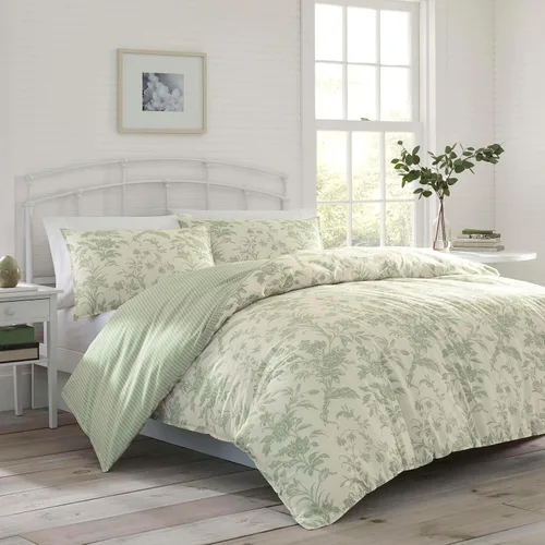Vista 2 de Laura Ashley - Juego de edredón Queen, ropa de cama de algodón reversible, incluye fundas a juego con fundas europeas y almohadas adicionales