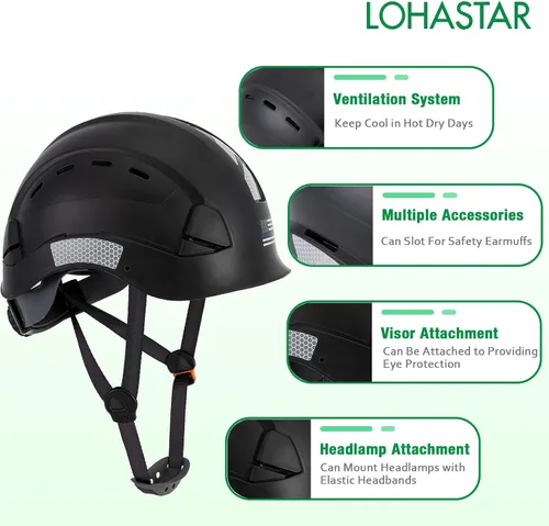 Vista 4 de Hard Hats Construction Safety Helmet, LOHASTAR Work ANSI Z89.1 Approved OSHA Hardhat Construction Helmet