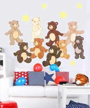 Vista 4 de Juego de adhesivos de pared de oso de peluche