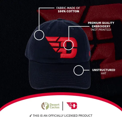 Vista 4 de Desert Cactus University of Dayton Baseball Hat Flyers UD Brimmed Embroidered Hats Cap Adjustable Cloth Strap Adult