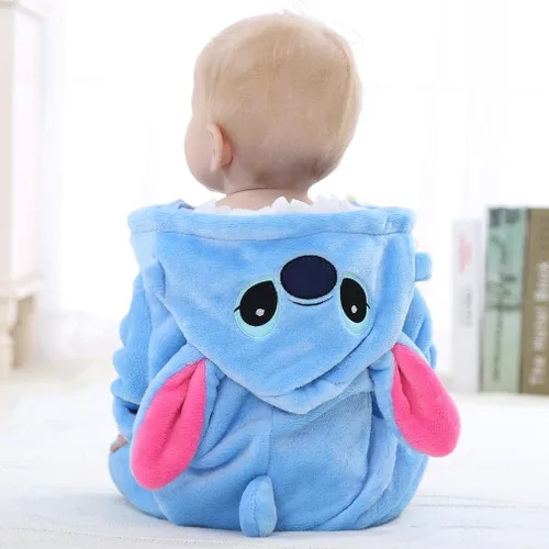 Vista 5 de Traje unisex de franela con capucha para bebé, diseño de animal