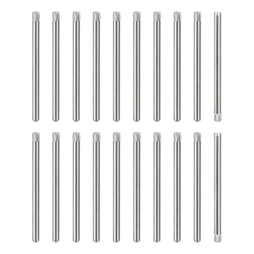Vista 11 de uxcell Pasadores de acero inoxidable 304 de 0.05 x 0.236 pulgadas, 20 pines de cabeza moleteada con extremo biselado plano, clavijas de madera