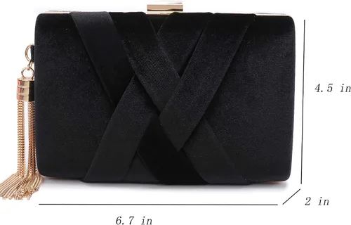 Vista 3 de CARIEDO Bolso de noche para mujer, bolso de mano de tela de terciopelo para novia, para boda, baile de graduación, salida nocturna y fiesta