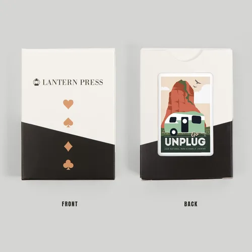 Vista 8 de Lantern Press Angels Landing, Zion National Park, Utah, Go Unplug, Retro Camper, 52 Playing Cards for Adults, Poker Size Card Deck