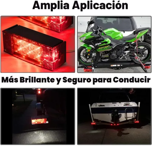 Vista 3 de CZC AUTO Juego de 2 luces LED sumergibles de bajo perfil rectangular para remolque, de 12 V, kit de luces traseras de parada, giro y marcha