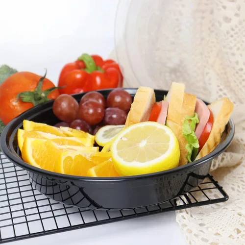 Vista 5 de Recipientes redondos de 48 onzas reutilizables con tapas para llevar ensaladas grandes de alimentos sin BPA para congelar, loncheras bento
