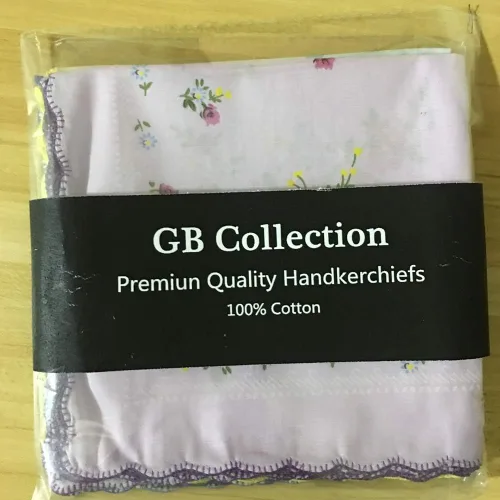 Vista 7 de GB - Pañuelos 100 algodón para mujer surtidos con borde ondulado y estampado floral 12 piezas