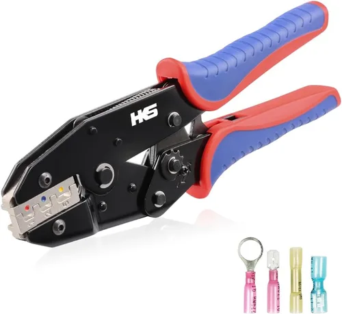 Vista 11 de HKS Herramienta de Engaste para Manguitos, Terminales de Virola y Extremo de Cable de Pin - Engastadoras de Cables con Trinquete - AWG 3-1/0
