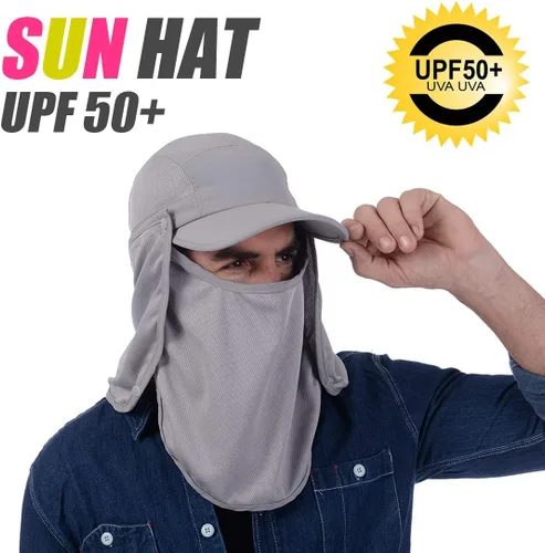 Vista 6 de USHAKE Gorra de béisbol para pesca con solapa para el cuello