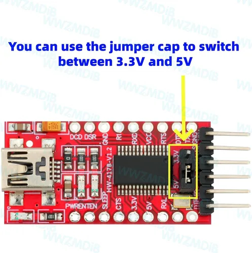Vista 3 de WWZMDiB 2 unids mini USB a TTL convertidor serie adaptador 3.3V 5V FTDI Breakout Board programador