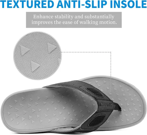 Vista 6 de Sandalias ortopédicas para hombre con soporte de arco para fascitis plantar, pies planos, para interiores y exteriores, sandalias de playa