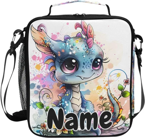Vista 25 de Lonchera con patrón de cuadros blancos y negros, bolsa de almuerzo aislada, bolsa de preparación para niños, correa de hombro congelable a001