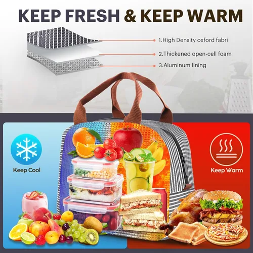 Vista 5 de EASYFUN Bolsa de almuerzo para mujeres y hombres, lonchera aislada a prueba de fugas con gran capacidad, bolsa de mano más fresca para el trabajo
