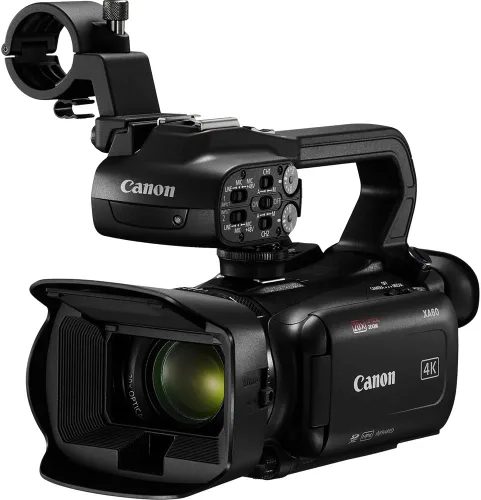 Vista 2 de Canon Videocámara profesional UHD 4K XA60 (5733C002) + tarjeta de memoria de 64 GB + batería + cargador + kit de filtro + bolsa + luz LED + lente