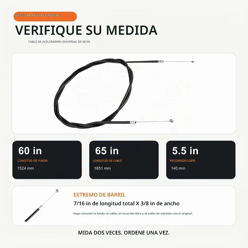 Vista 2 de Cable de acelerador universal de 60 pulgadas, cable de acelerador para kart cart, cable de acelerador para minibike kart cart para Go-Cart ATV Cycle