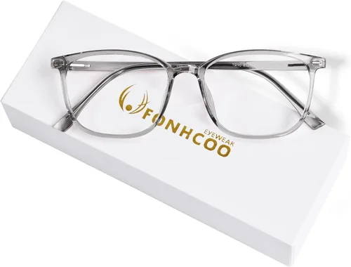 Vista 9 de FONHCOO Gafas de bloqueo de luz azul para mujeres y hombres, TR90, marco de moda, gafas de luz azul para computadora Café