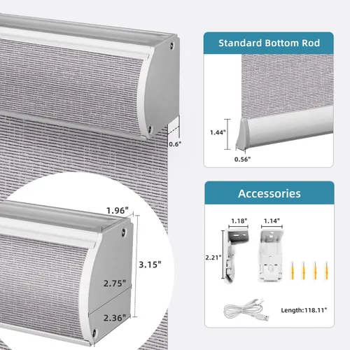 Vista 6 de SmartWings Persianas Motorizadas con Filtro de Luz, Compatible con Matter Thread Homekit Z-Wave Alexa Google, Persianas con 70% de Opacidad Safari