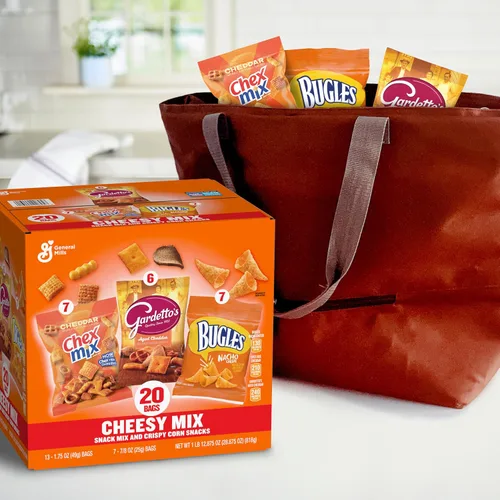 Vista 5 de Cheesy Mix Paquete variado de aperitivos, Chex Mix Cheddar, Bugles Nacho Cheese, Gardetto's Aged Cheddar, 20 unidades, 28.875 oz