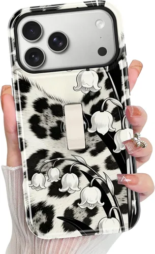 Vista 13 de KANGHAR Compatible con iPhone 17 Pro Case Spot Pattern - Negro Mancha rosada negra