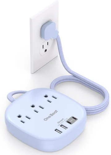 Vista 19 de Cruise Ship Travel Essentials, tira de alimentación de enchufe plano de 22.5 W/4.5 A, cable de extensión plano de 3 pies, 3 tomas de corriente, 4