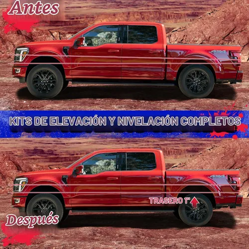 Vista 3 de KSP Kit de bloque de elevación de nivelación trasero de 1 pulgada para Ford F150 2021+, bloques de elevación traseros de aluminio con pernos en U