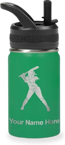 Vista 68 de LaserGram Botella de agua personalizada de 32 onzas, jugador de softbol Regalo grabado para jugadores de sóftbol, acero inoxidable aislado al vacío