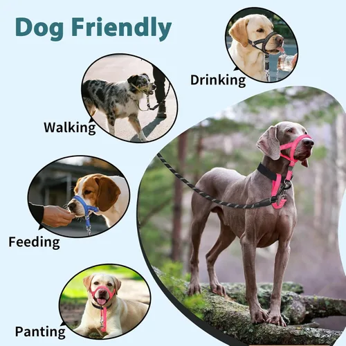 Vista 7 de BARKLESS Collar resistente sin tirones para perros medianos y grandes, suave y reflectante con enlace de seguridad, correa de bozal de entrenamiento