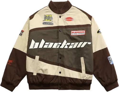 Vista 2 de Aelfric Eden Chaqueta universitaria con estampado de amor y letras para hombre, chaqueta de béisbol con gráficos vintage, unisex, ropa de calle