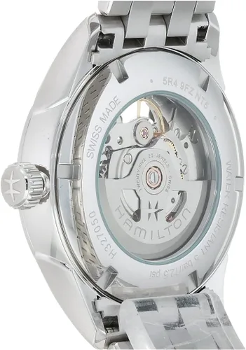 Vista 4 de Hamilton Reloj Jazzmaster Reloj automático suizo con corazón abierto de 1.654 in, esfera beige, pulsera de acero inoxidable plateado
