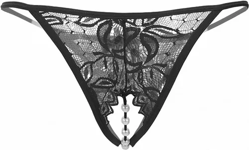 Vista 2 de Mujeres Perla Encaje Bowknot Cuentas Encaje Bragas Erótica Tanga Lencería Ropa