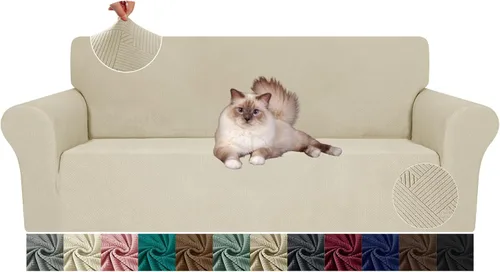 Vista 26 de JIVINE - Funda para sofá biplaza, 1 pieza elástica para sofá de 2 cojines, protector de muebles con parte inferior elástica para niños y mascotas