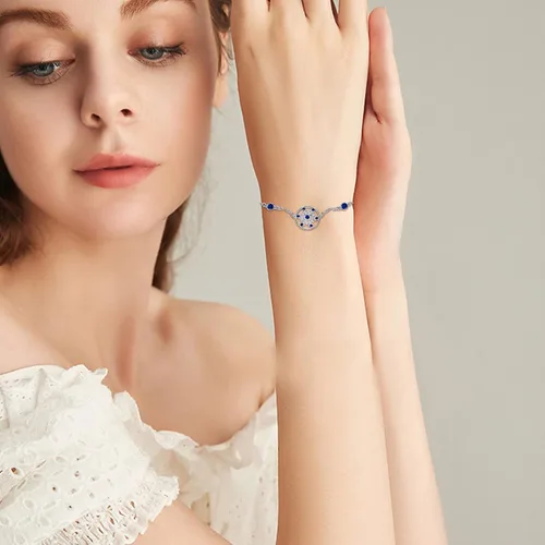 Vista 3 de Pulsera de mariposa, piedra lunar, margarita, corazón infinito, asta, nudo celta, plata de ley 925, circonita cúbica sintética, regalo para mujeres