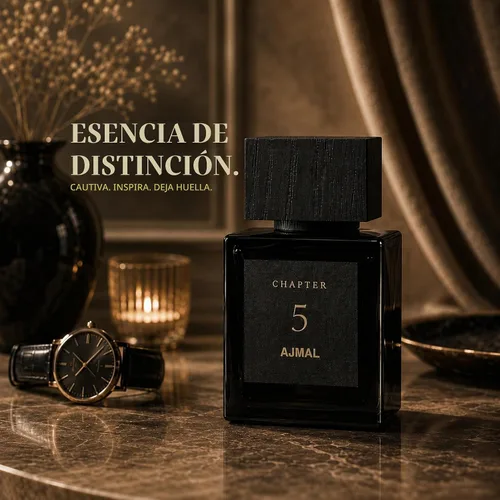 Vista 4 de Ajmal Capítulo 5 Eau de Parfum, fragancia de ámbar amaderado y vainilla