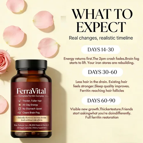 Vista 3 de Suplemento de ferritina para mujeres – Apoya niveles saludables de hierro y energía – con glicina ferrosa, vitaminas C, B12, B6, folato, zinc