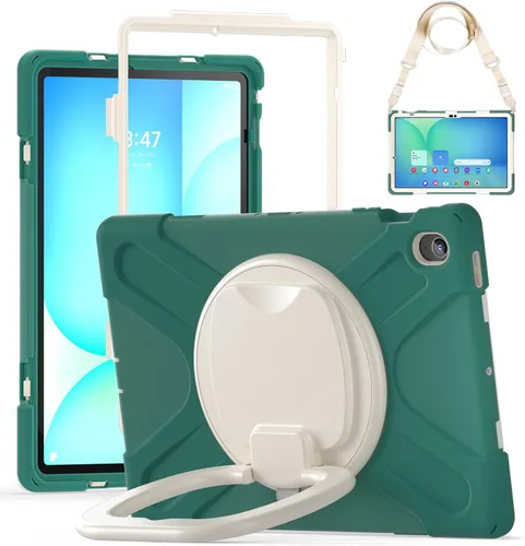 Vista 147 de 360 Rotation Case for Galaxy Tab ActivePro/Tab Active4 Pro/Active 5 Pro 10.1" Sturdy Cover Rotate Ring Stand Shoulder Carrying Strap Hand Strap